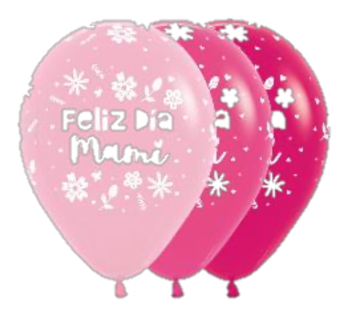 GLOBO LATEX REDONDO INFINITY FELIZ DIA MAMI FLORES FASHION SURTIDO ROSA SILVESTRE