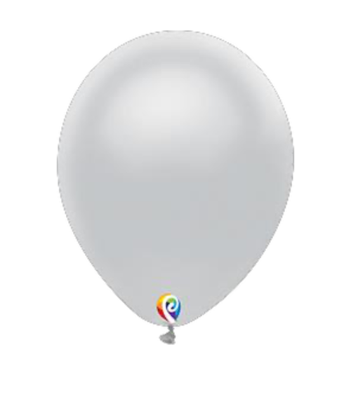 Bolsa de globos de látex Sensacional Número 9 color Plata Metálico Nacarado.